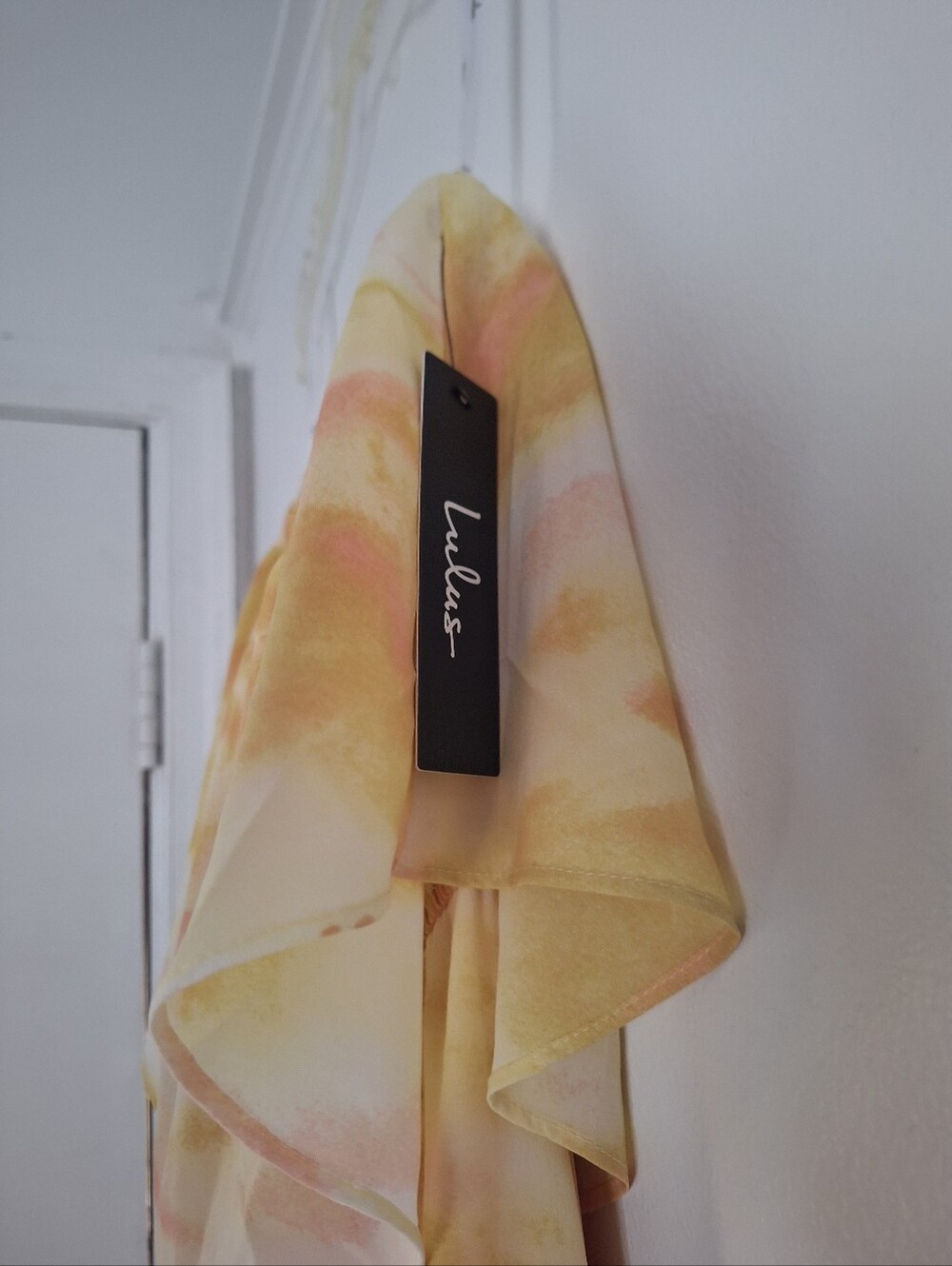 Lulu's Full Of Sunshine Strapless Watercolor Maxi Dress in Yellow & Pink Size M - Picture 9 of 14